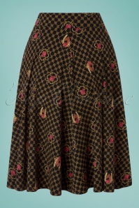 Blutsgeschwister - 60s Wooden Heart Circle Skirt in Fiona Fortuna Black 2