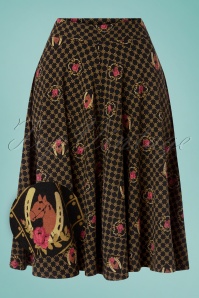 Blutsgeschwister - 60s Wooden Heart Circle Skirt in Fiona Fortuna Black