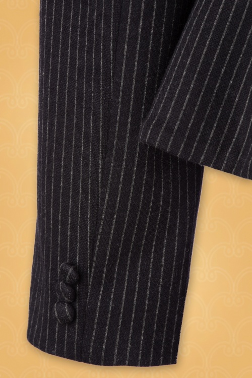 Vintage Diva  - The Vedette Pinstripe Suit Blazer en Noir 5