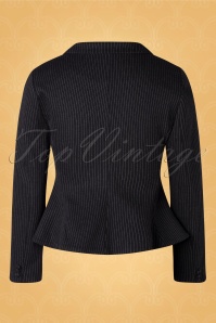 Vintage Diva  - The Vedette Pinstripe Suit Blazer en Noir 4