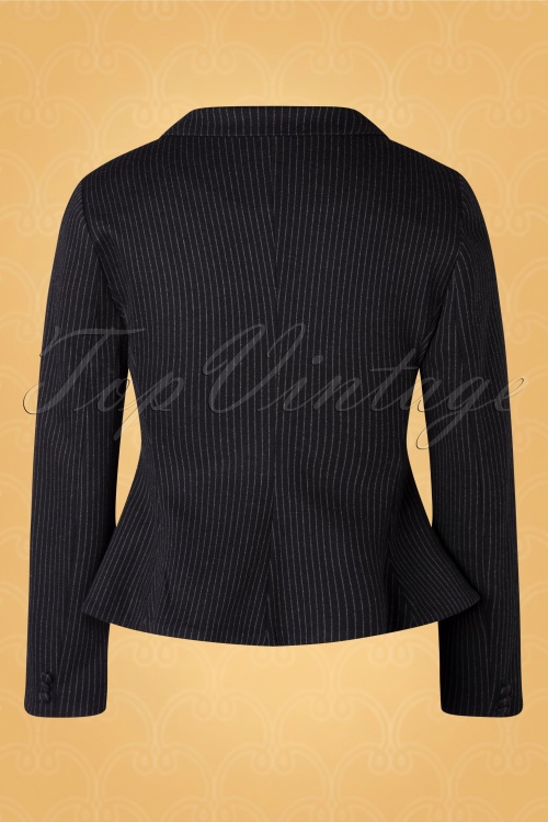 Vintage Diva  - The Vedette Pinstripe Suit Blazer en Noir 4