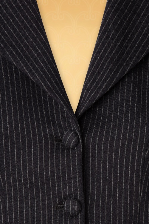 Vintage Diva  - The Vedette Pinstripe Suit Blazer en Noir 3