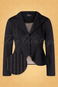 Vintage Diva  - The Vedette Pinstripe Suit Blazer en Noir 2