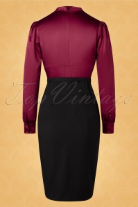 Vintage Diva  - The Evelynn Pencil Dress in Wine and Black 4