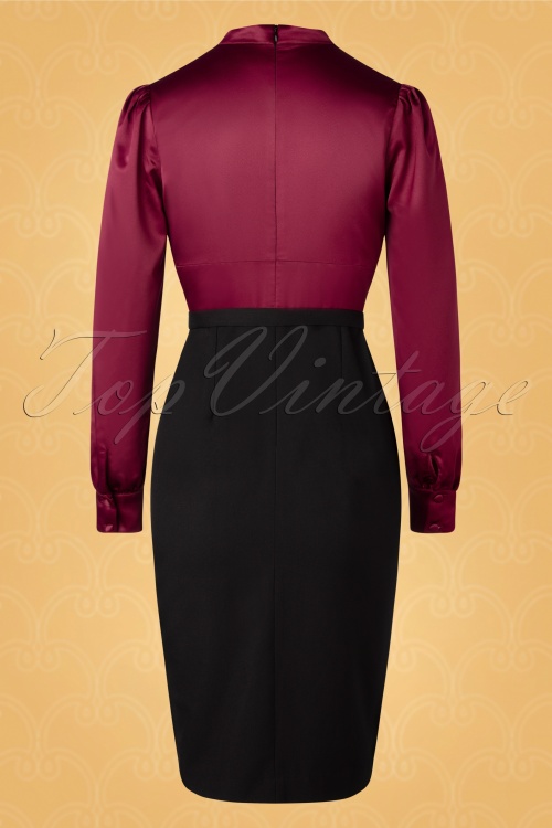 Vintage Diva  - The Evelynn Pencil Dress in Wine and Black 4
