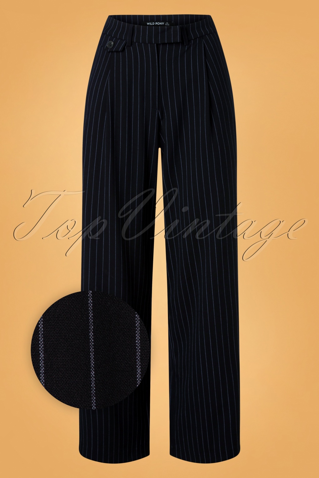 40s Selly Pinstripe Trousers in Night Blue
