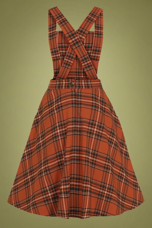 Bunny - 50s Tawny Tartan Pinafore Dress in Orange 5