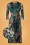 Colette Floral Swing Dress Années 50 en Vert Foncé