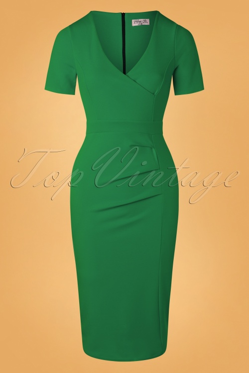 Vintage Chic for Topvintage - Viva Pencil Dress Années 50 en Vert Gazon