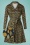 70er Oak Leaves Kleid in Dunkelblau