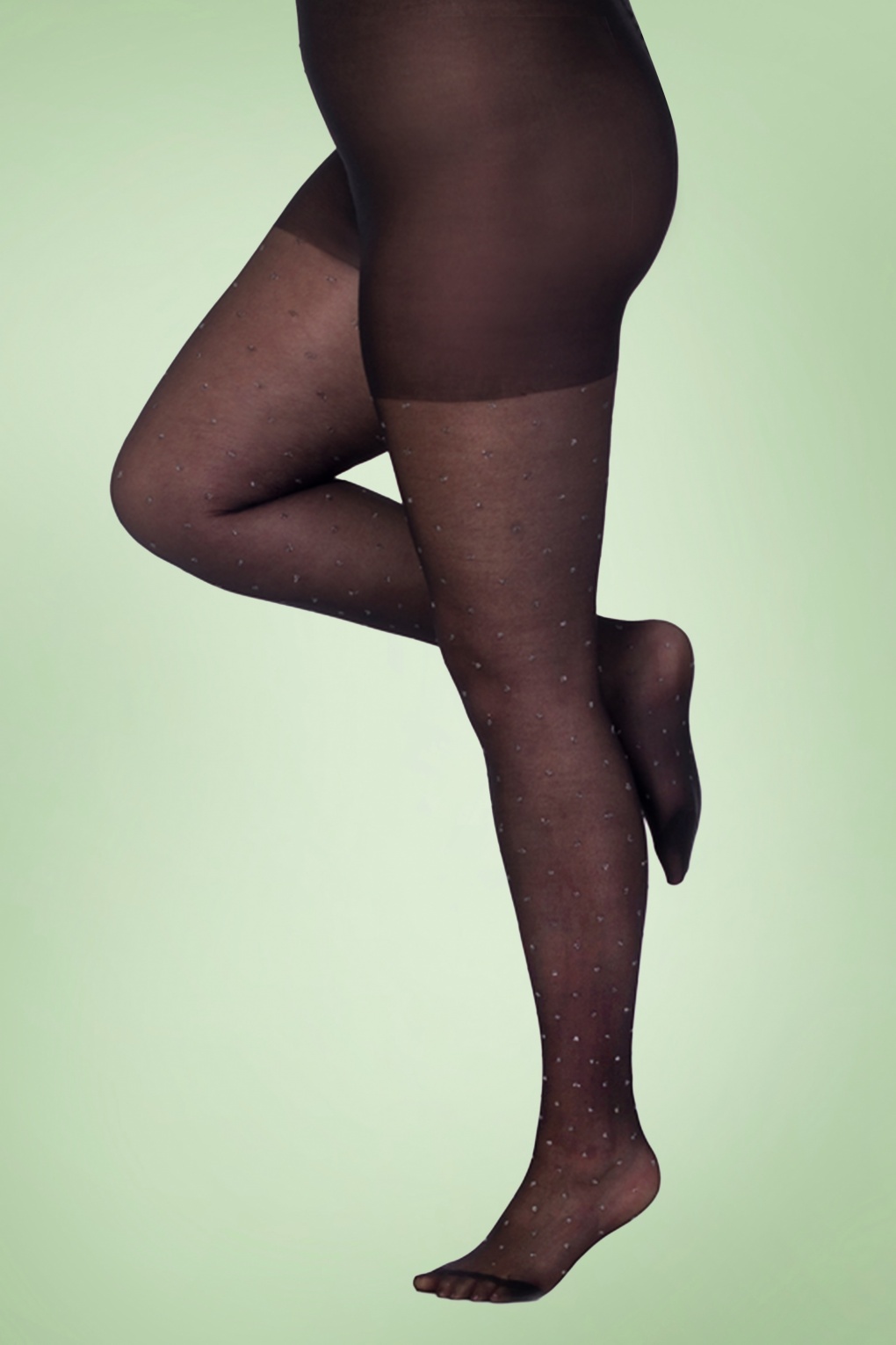 Curvy Super Stretch Luxury Dotty Tights in Black and Silver