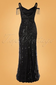 GatsbyLady - 20s Chloe Sequin Maxi Dress in Black 2