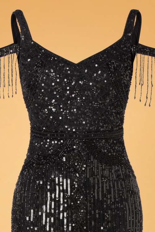 GatsbyLady - 20s Chloe Sequin Maxi Dress in Black 3