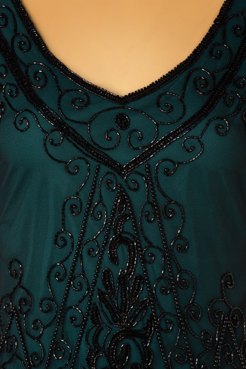 GatsbyLady - 20s Annette Fringe Flapper Dress in Teal Green 5