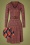 70er Milly V-Neck Kleid in Dunkelblau und Lehmrot 