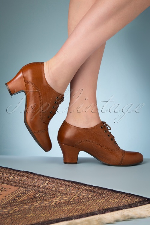 Miz Mooz - Fly Shoe Booties Années 40 en Cognac 4