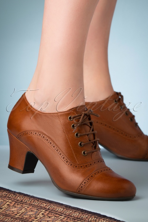 Miz Mooz - 40s Fly Shoe Booties in Brandy