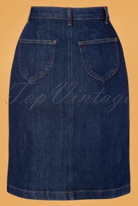 King Louie - 60s Angie Golden Denim Pocket Skirt in Indigo Blue 3