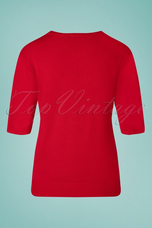 Banned Retro - 50s The Marilyn Knit Jumper in Red 2