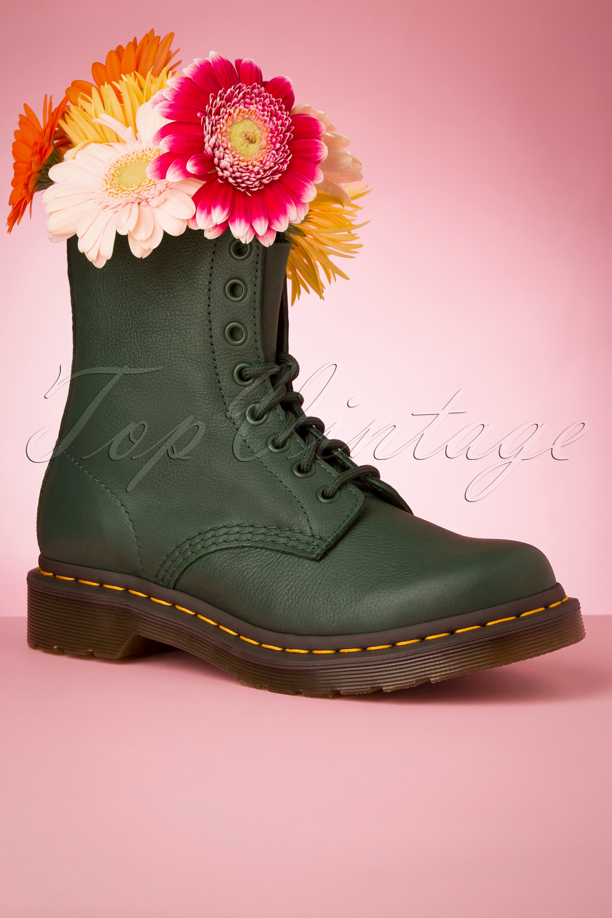 Dr. Martens - 1460 Pascal Virginia Boots in dennengroen