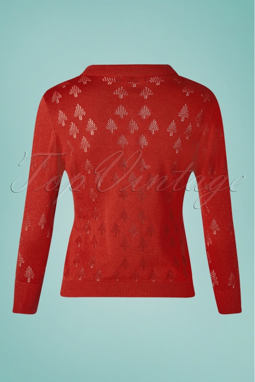 Banned Retro - 50s Merry Tree Knit Top in Red 4