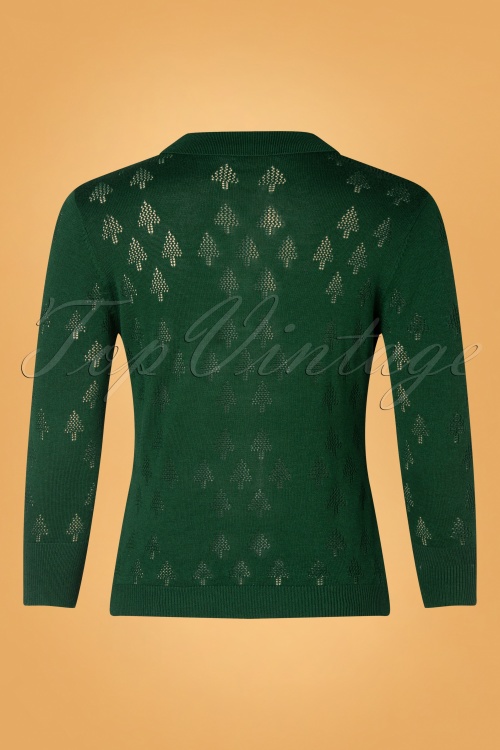 Banned Retro - 50s Merry Tree Knit Top in Green 4