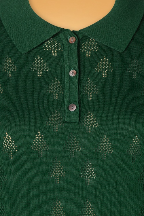 Banned Retro - 50s Merry Tree Knit Top in Green 3