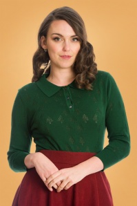Banned Retro - 50s Merry Tree Knit Top in Green
