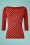 60s Charming Heart Knit Top in Red