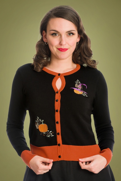 Banned Retro - Pumpkin Spice And All Things Nice Strickjacke in Schwarz