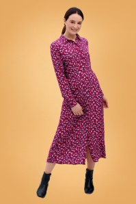 Sugarhill Brighton - 60s Clarissa Shirt Dress in Burgundy 2