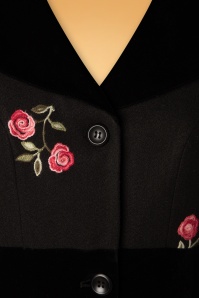Vixen - Flo Floral Coat Années 50 en Noir 4
