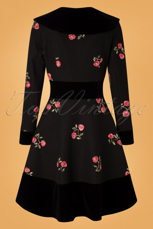 Vixen - 50s Flo Floral Coat in Black 2
