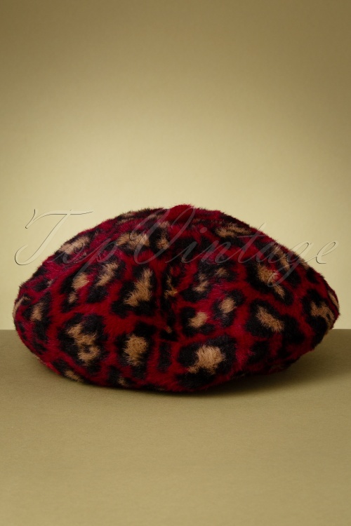 Amici - Verity Leopard Baskenmütze in Rot