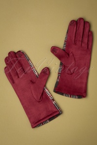 Amici - Ivie geruite handschoenen in rood 3