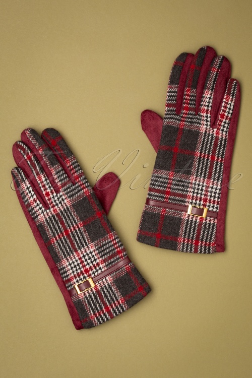 Amici - Ivie geruite handschoenen in rood