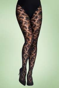 Marcmarcs - 50s Floral Lace Tights in Black