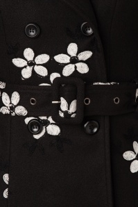 Vixen - Marjorie bloemen jas in zwart 4