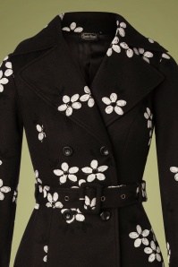 Vixen - Marjorie Floral Coat Années 60 en Noir 3