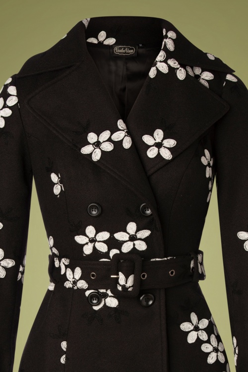 Vixen - Marjorie bloemen jas in zwart 3