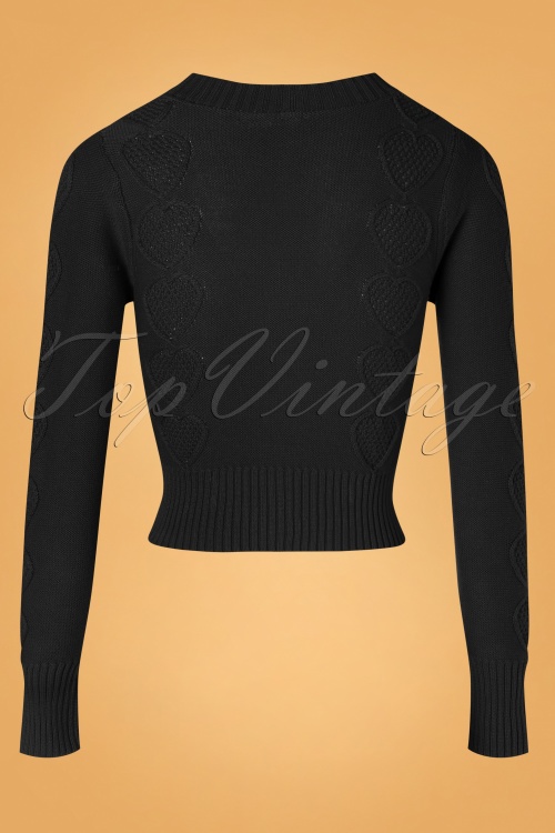 Vixen - 40s Jazmine Heart Knit Cardigan in Black 2