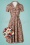 40s Revers Reina Flowers Midi Dress in Burgundy