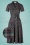 40er Revers Balmoral Karo Midi Kleid in Grau