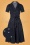 40er Revers Dots Midi Kleid in Marineblau