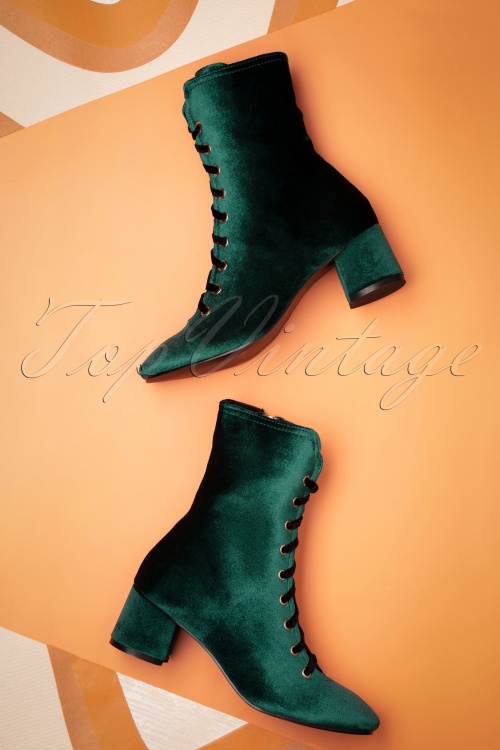 Banned Retro - 60s It Takes Two Ankle Booties in Teal