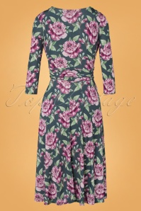 Vintage Chic for Topvintage - Caryl Floral swing jurk in grijs groen 4