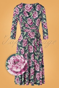 Vintage Chic for Topvintage - Caryl Floral Swing Dress Années 50 en Gris Vert