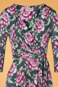 Vintage Chic for Topvintage - Caryl Floral Swing Dress Années 50 en Gris Vert 2