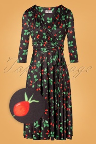 Vintage Chic for Topvintage - Caryl Rose Bottle swing jurk in zwart