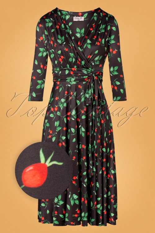 Vintage Chic for Topvintage - Caryl Rose Bottle swing jurk in zwart